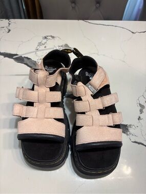 Dr. Martens Women Pale Pink Suede Strappy Sandals